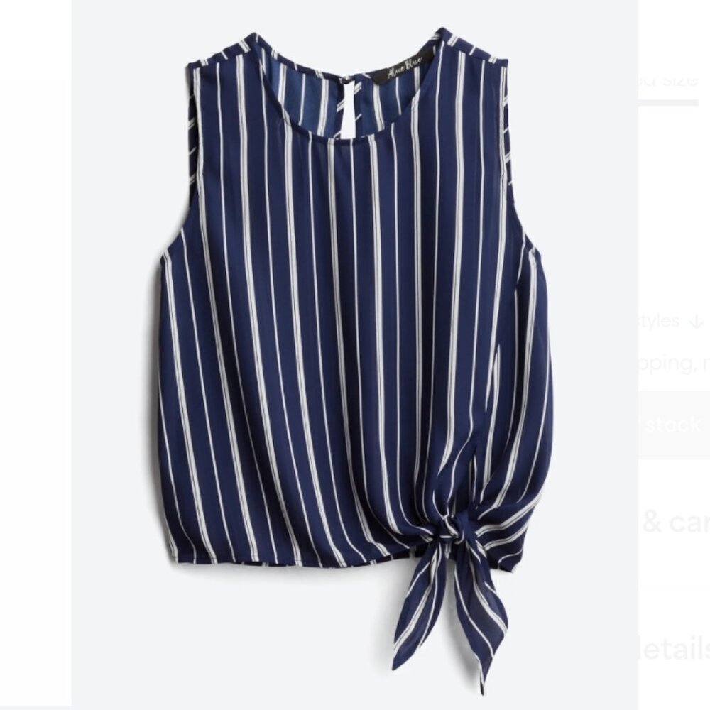 Alice Blue Estrella Tie Detail Blouse - Navy - L
